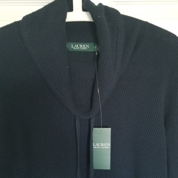 Lauren Ralph Lauren Navy Waffle Cotton Knit Top - Picture 4 of 11